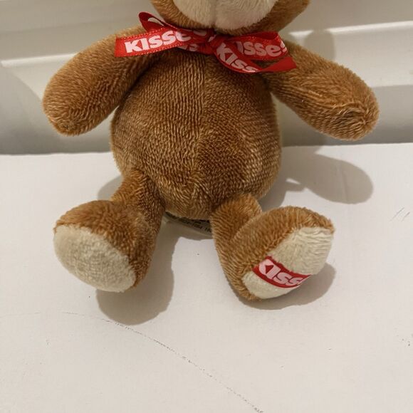Hersheys Kisses Brown Teddy Bear Red Logo Foot Neck Ribbon 6.5" Plush Toy - Picture 3 of 9